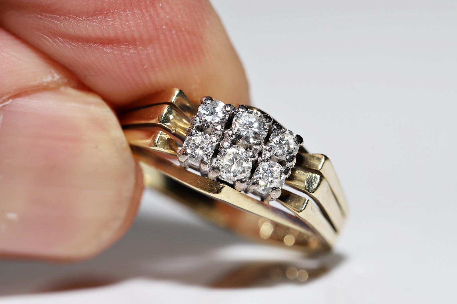 Vintage Circa 1970er Jahre 14k Gold Natürlicher Diamant Dekorierter Ring  im Angebot 4