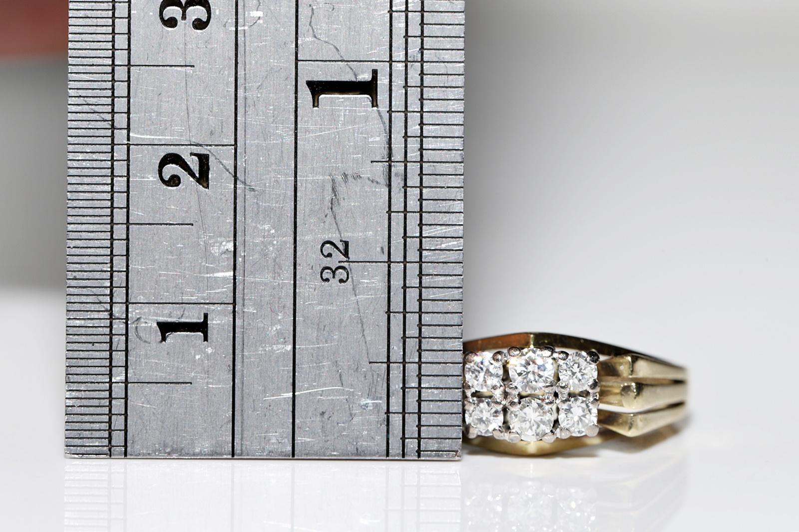 Vintage Circa 1970er Jahre 14k Gold Natürlicher Diamant Dekorierter Ring  im Angebot 7