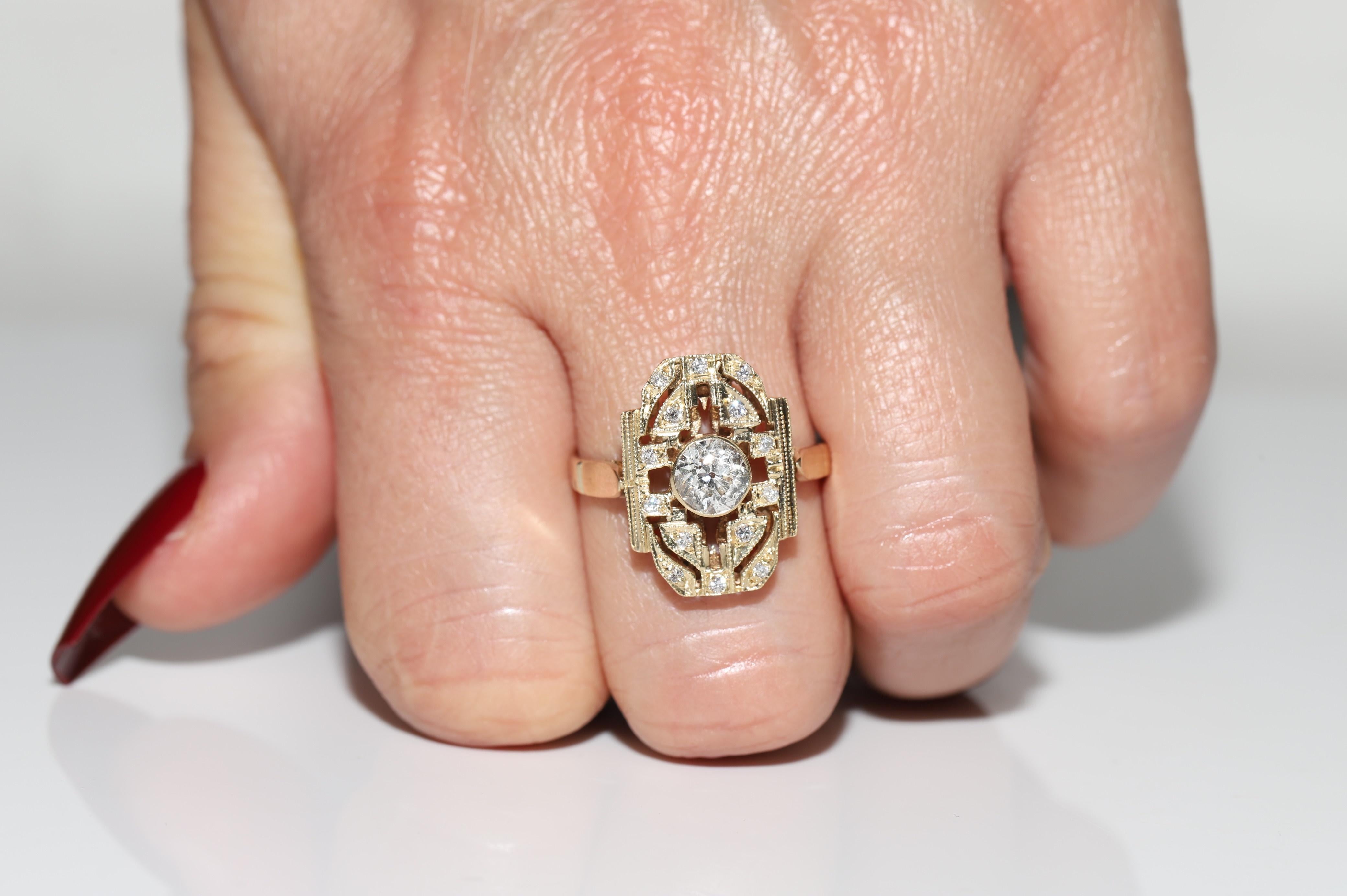 Vintage Circa 1970s 14k Gold Natural Diamond Decorated Ring For Sale 9