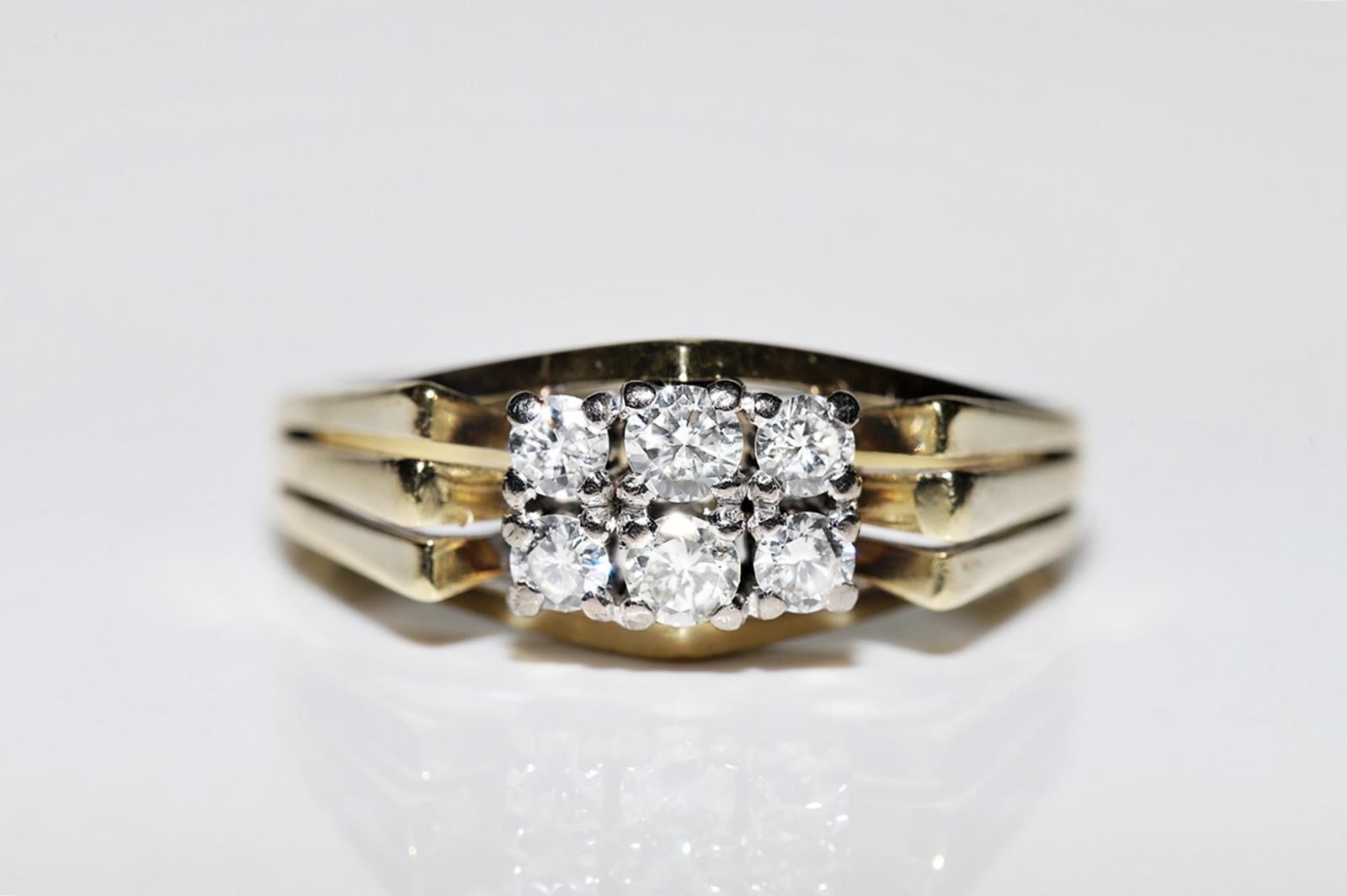 Vintage Circa 1970er Jahre 14k Gold Natürlicher Diamant Dekorierter Ring  (Brillantschliff) im Angebot