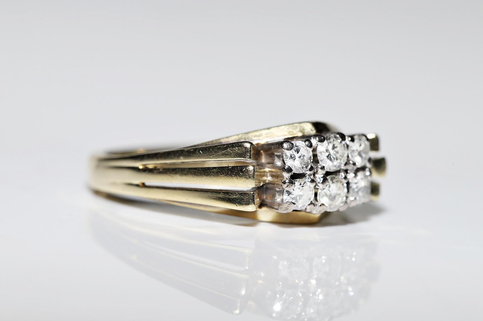 Vintage Circa 1970er Jahre 14k Gold Natürlicher Diamant Dekorierter Ring  im Zustand „Gut“ im Angebot in Fatih/İstanbul, 34