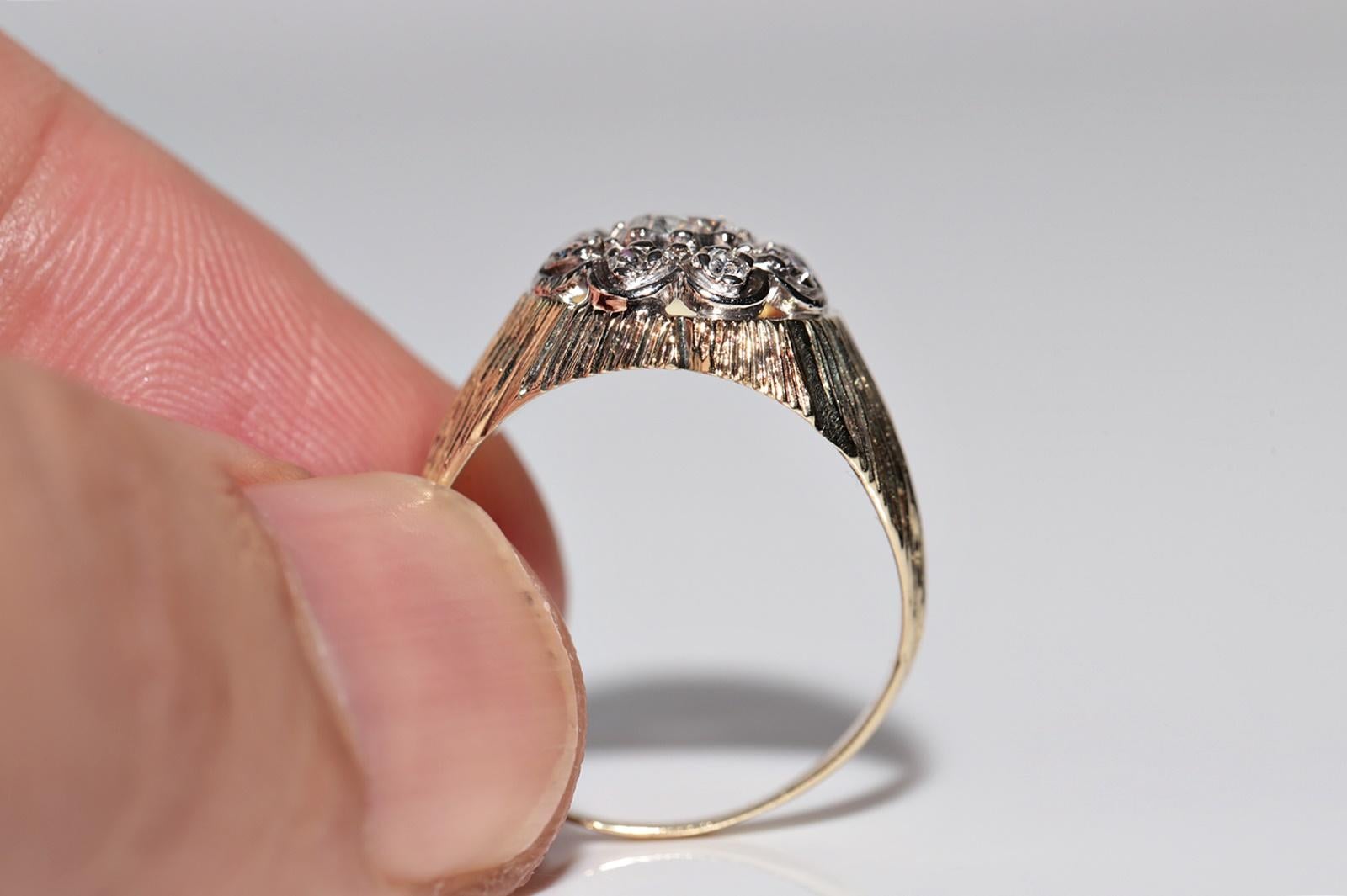 Vintage Circa 1970er Jahre 14k Gold Natürlicher Diamant Dekorierter Ring im Zustand „Gut“ im Angebot in Fatih/İstanbul, 34