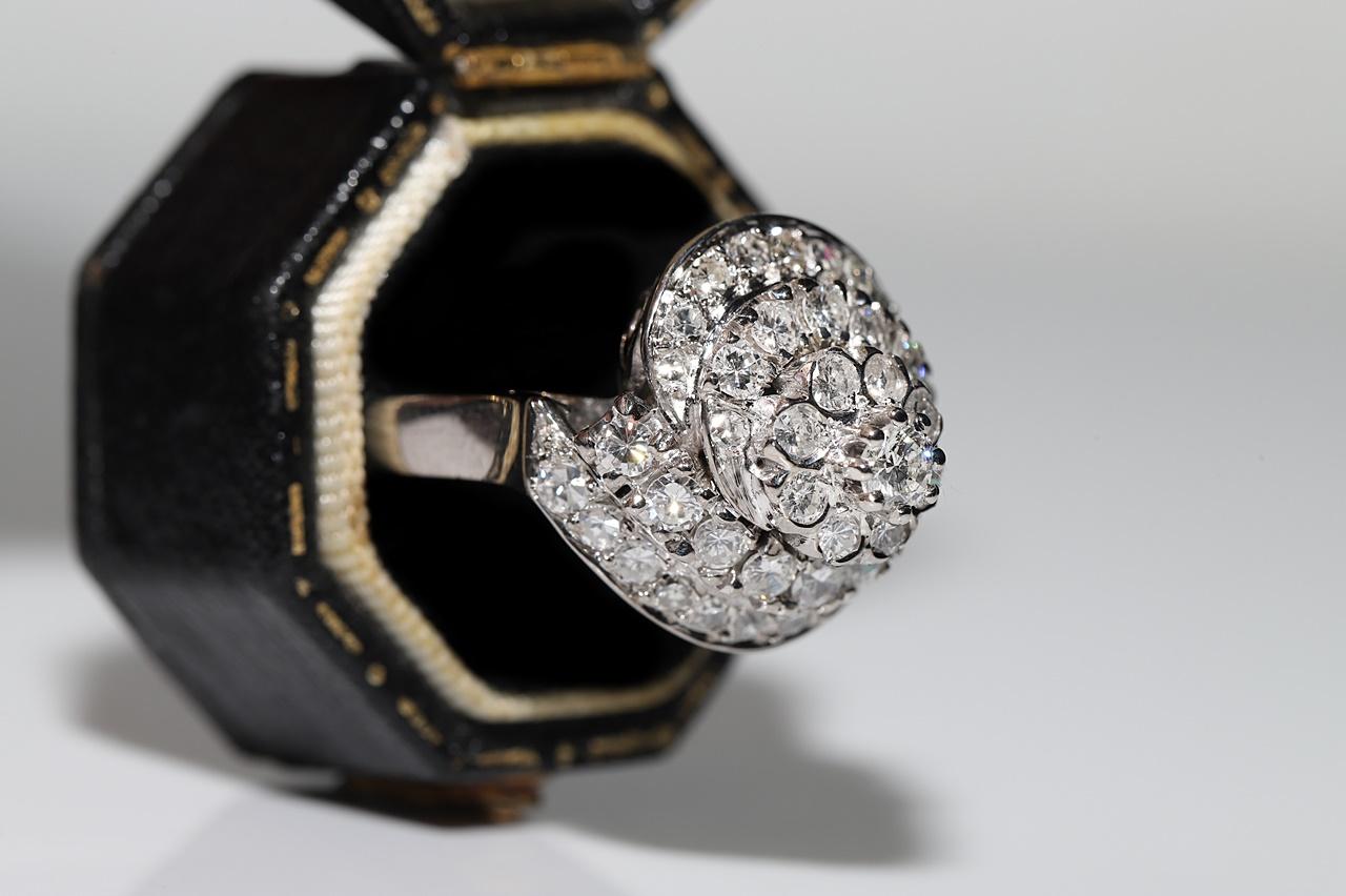 Vintage Circa 1970er Jahre 14k Gold Natürlicher Diamant Dekorierter Ring im Zustand „Gut“ im Angebot in Fatih/İstanbul, 34
