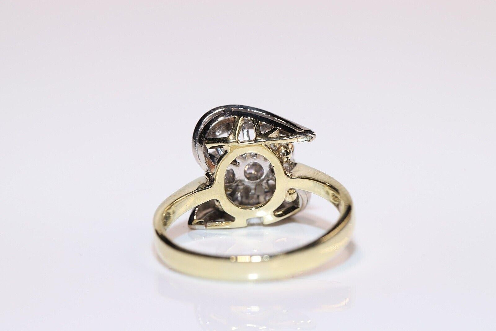 Women's Vintage Circa 1970s 14k Gold Natural Diamond Decorated Ring For Sale