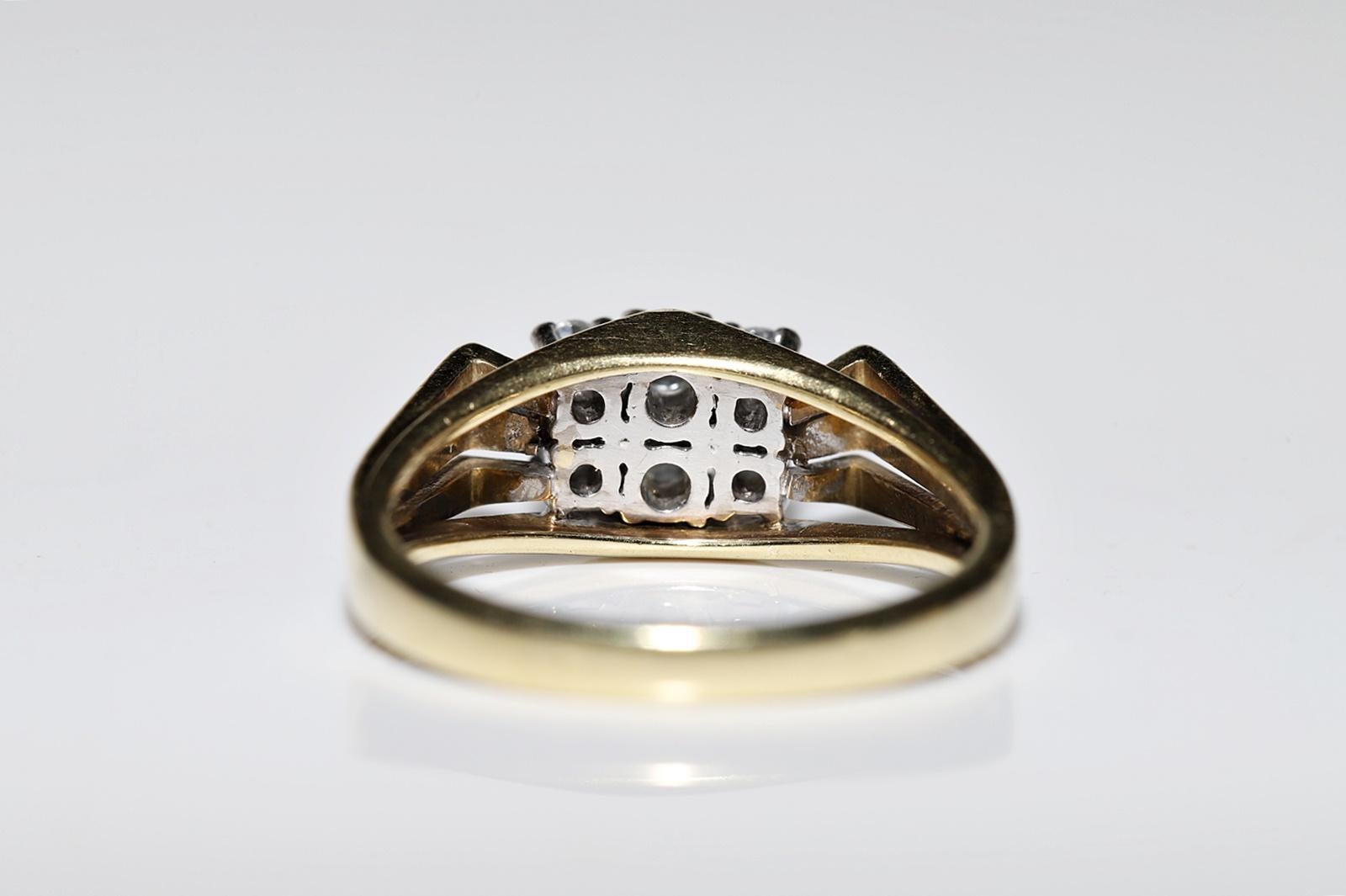 Vintage Circa 1970s 14k Gold Natural Diamond Decorated Ring  For Sale 1