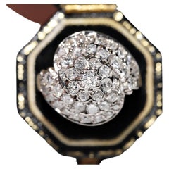 Vintage Circa 1970er Jahre 14k Gold Natürlicher Diamant Dekorierter Ring 