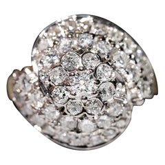 Anello decorato con diamanti naturali in oro 14k, vintage, anni
70, circa.