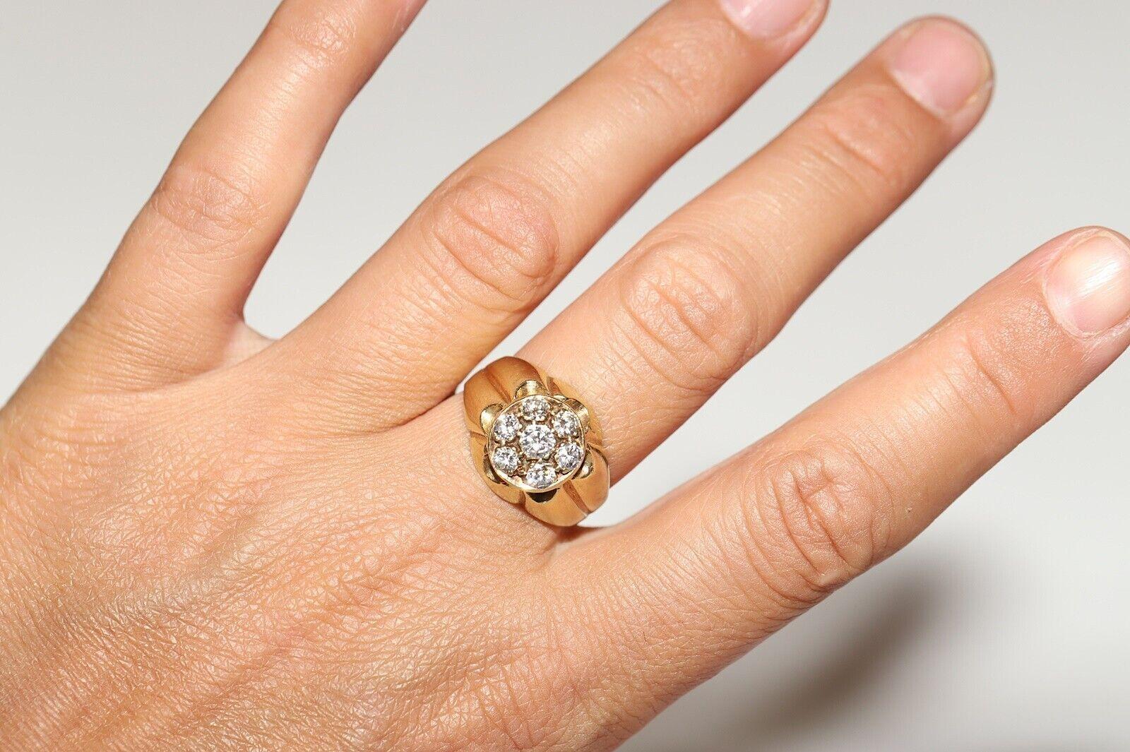 Vintage CIRCA 1970er Jahre 14k Gold natürlichen Diamanten verziert starken Ring im Angebot 4