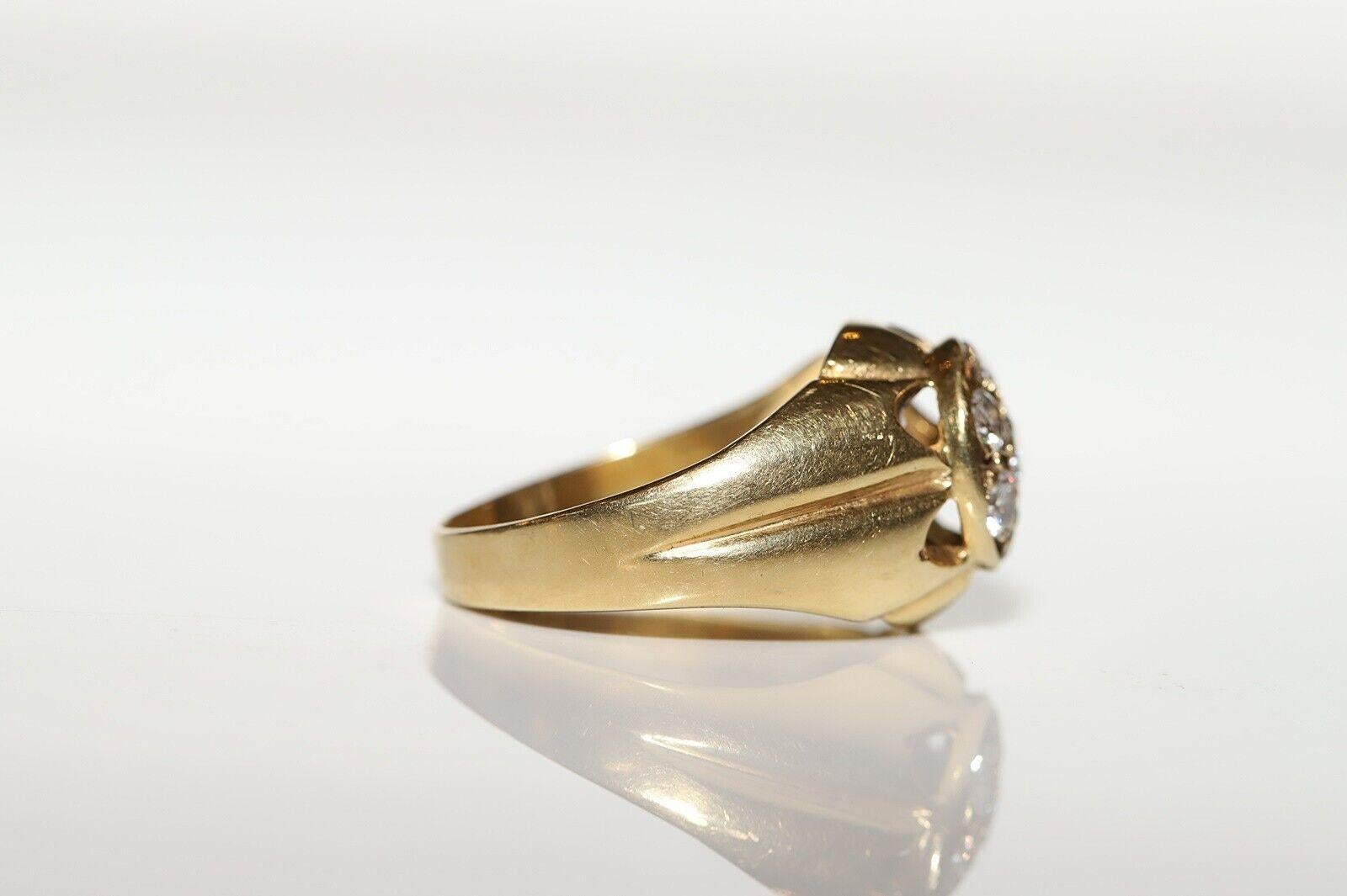 Vintage CIRCA 1970er Jahre 14k Gold natürlichen Diamanten verziert starken Ring im Angebot 2