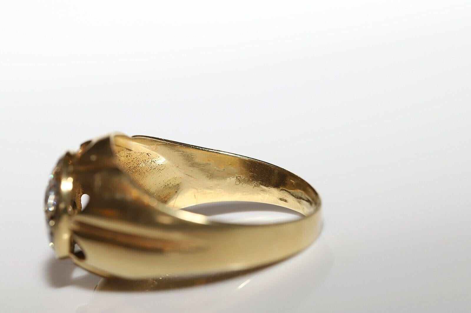 Vintage CIRCA 1970er Jahre 14k Gold natürlichen Diamanten verziert starken Ring im Angebot 3