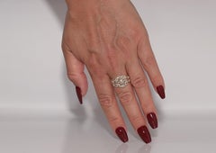 Vintage Circa 1970s 14k Gold Natural Diamond Decorated Three Stone Ring