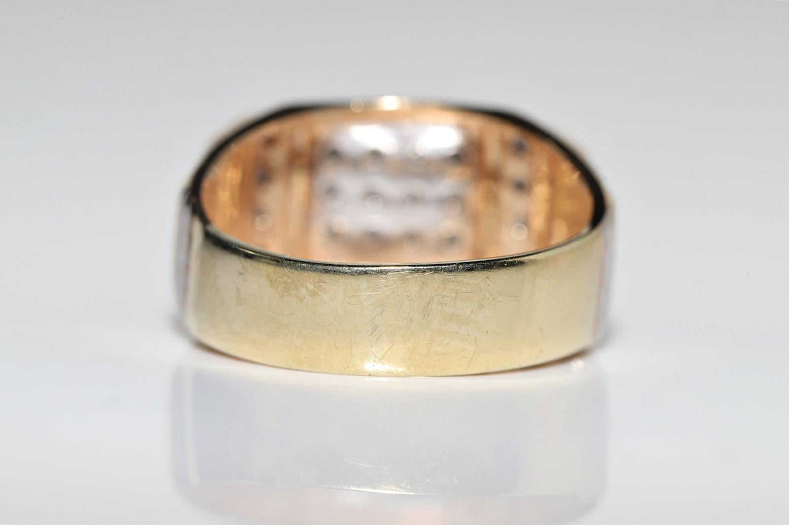 Vintage Circa 1970s 14k Gold Natural Diamond Decorated Unisex Ring For Sale 7