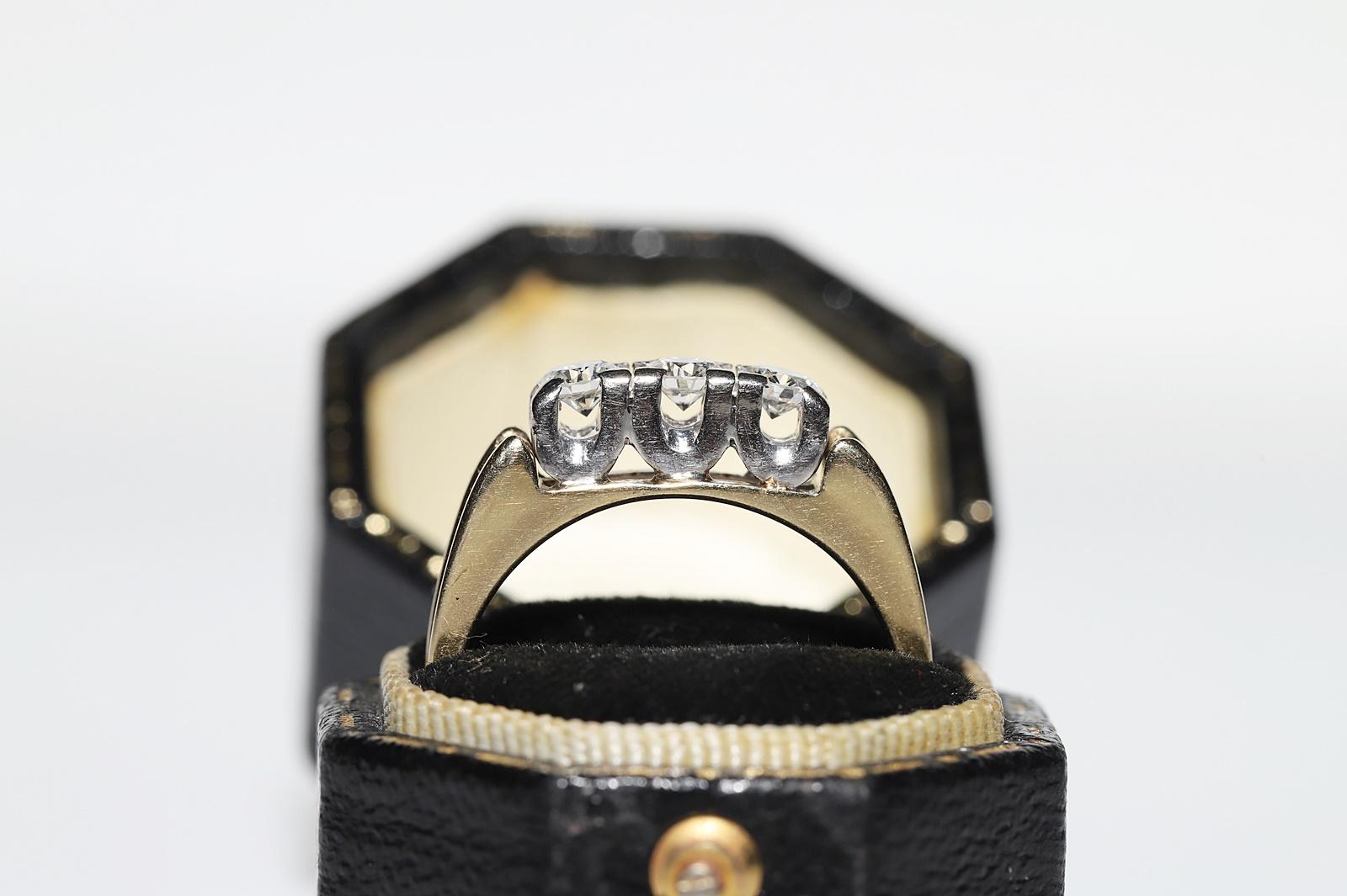 Women's Vintage Circa 1970s 14k Gold Natural Diamond Decorateda Ring  For Sale