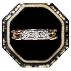 Vintage Circa 1970er Jahre 14k Gold Natürlicher Diamant Decorateda Ring 
