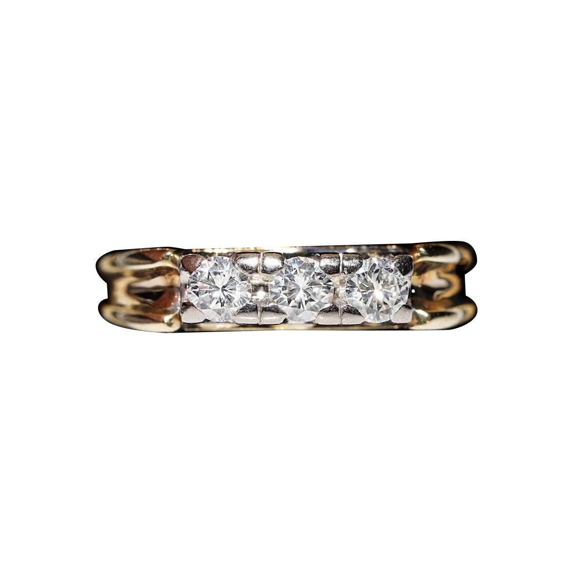 Vintage Circa 1970s 14k Gold Natural Diamond Decorateda Ring