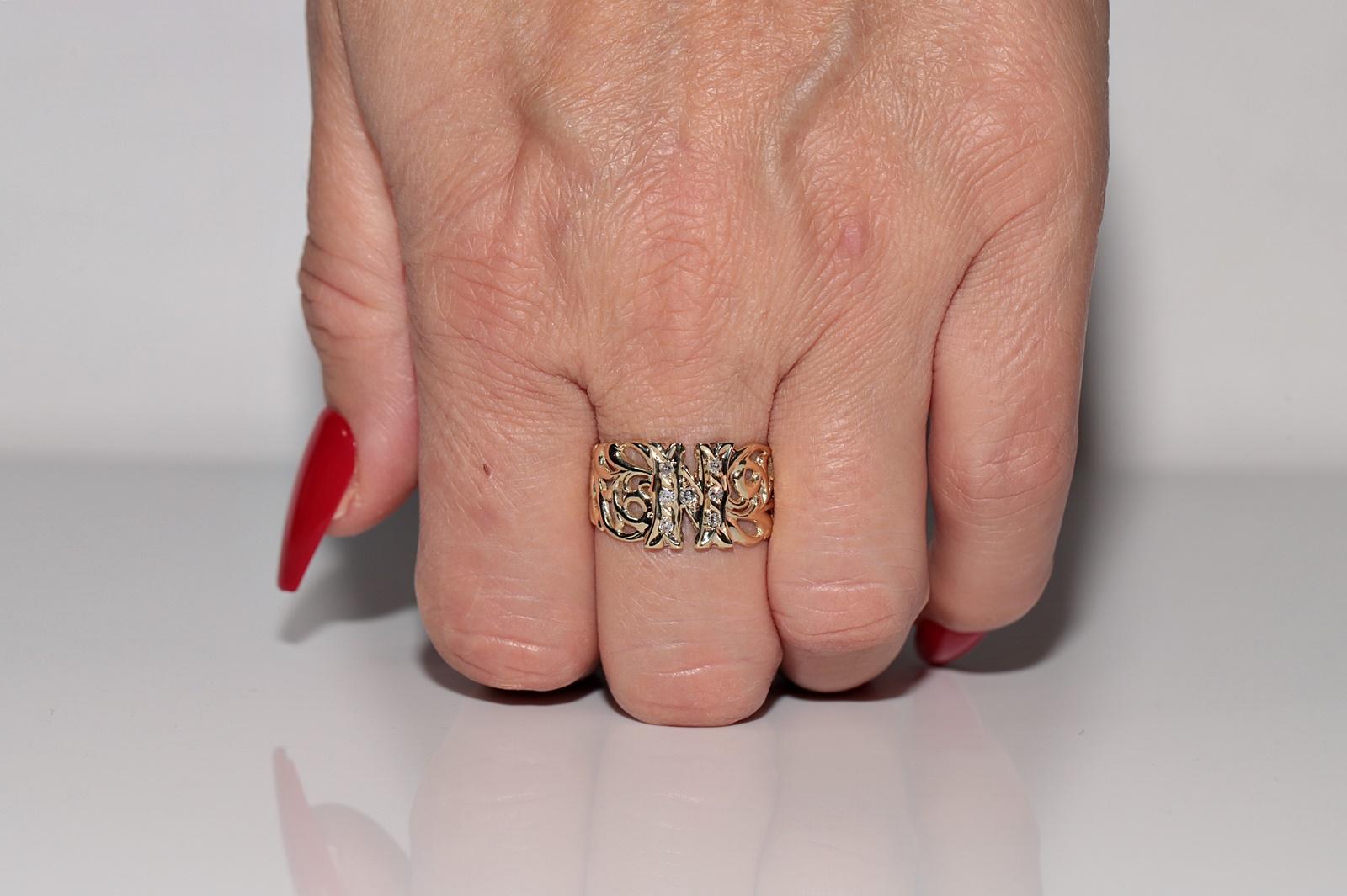 Vintage CIRCA 1970er 14k Gold Natürlicher Diamant N Buchstabe geschrieben Ring im Angebot 7