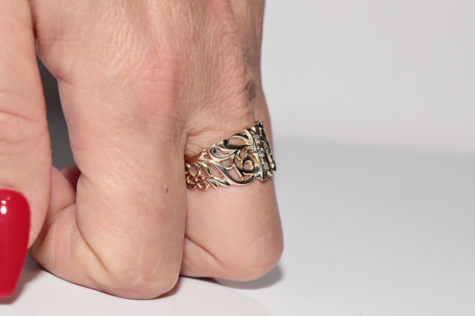 Vintage CIRCA 1970er 14k Gold Natürlicher Diamant N Buchstabe geschrieben Ring im Angebot 9