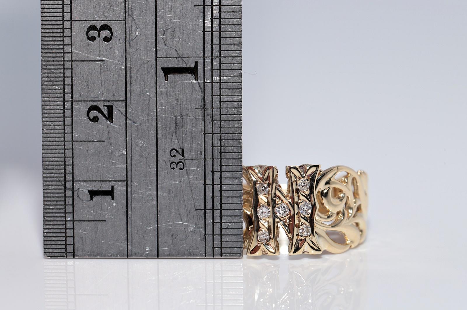 Vintage CIRCA 1970er 14k Gold Natürlicher Diamant N Buchstabe geschrieben Ring im Angebot 10