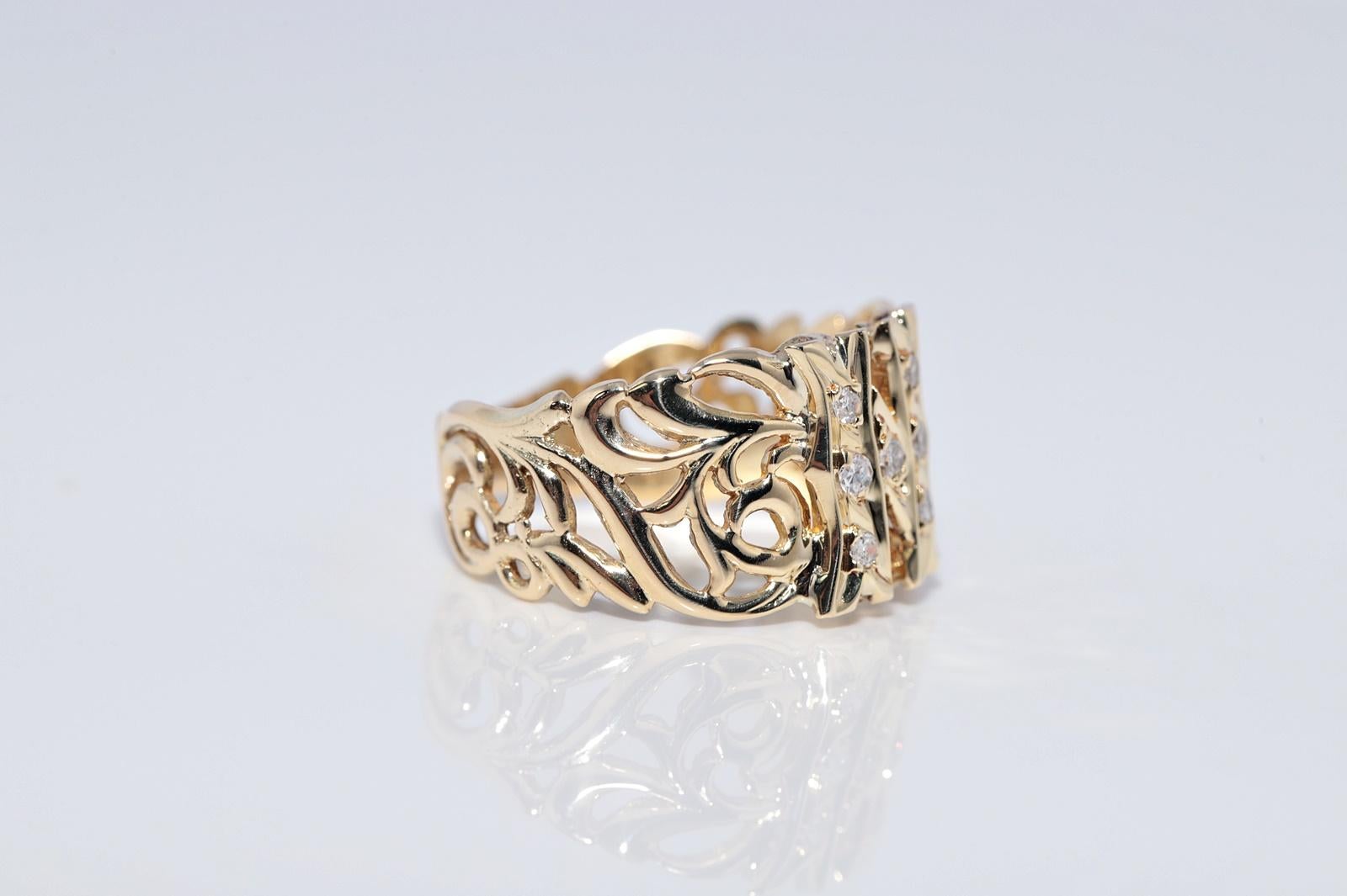 Vintage CIRCA 1970er 14k Gold Natürlicher Diamant N Buchstabe geschrieben Ring im Zustand „Gut“ im Angebot in Fatih/İstanbul, 34