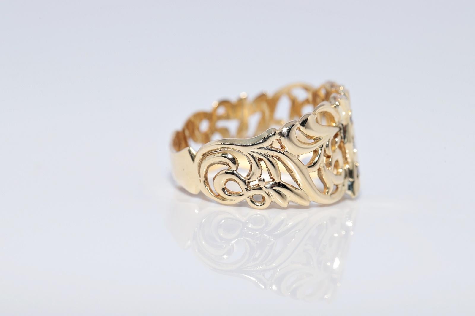 Vintage CIRCA 1970er 14k Gold Natürlicher Diamant N Buchstabe geschrieben Ring Damen im Angebot