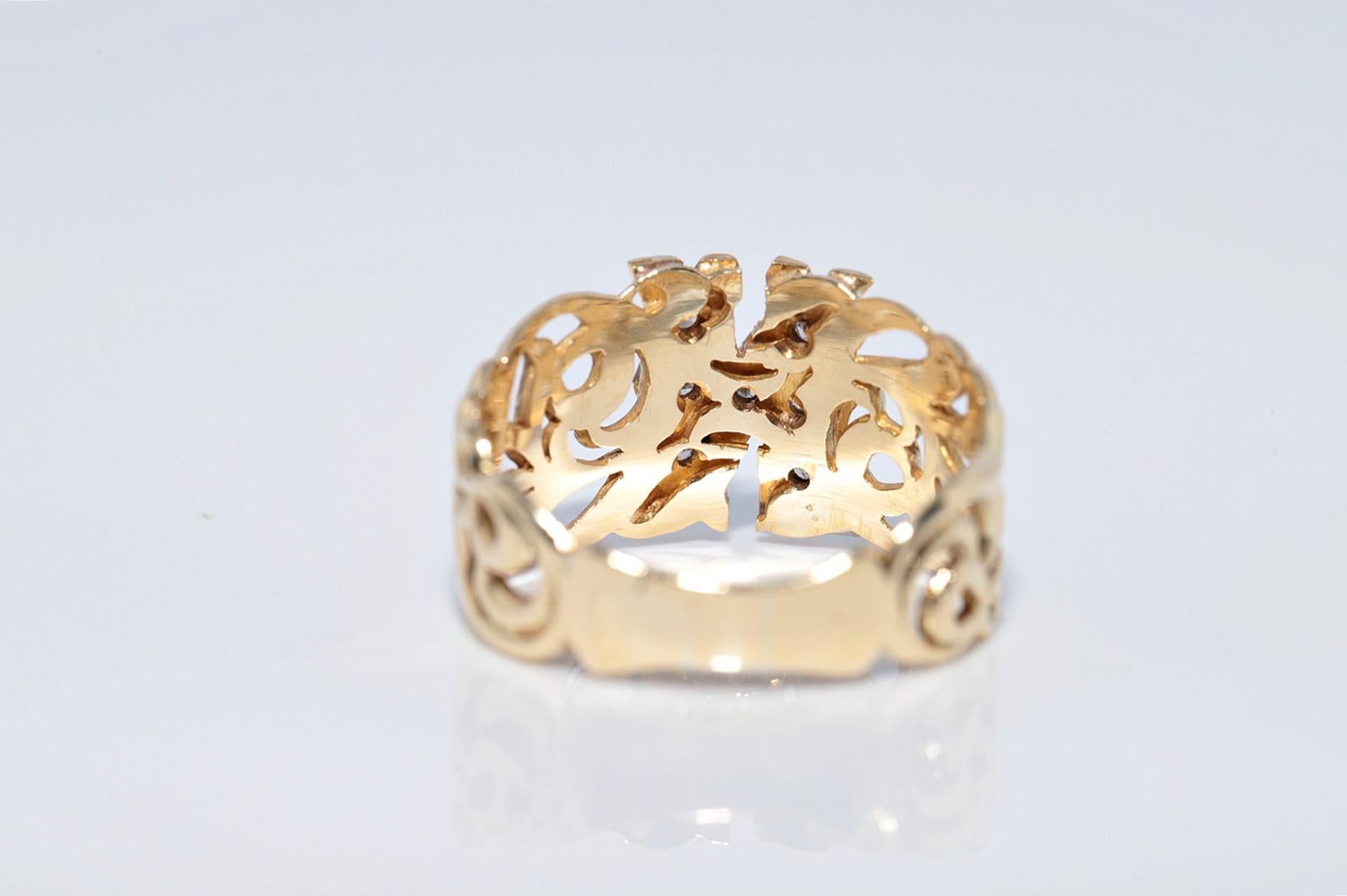 Vintage CIRCA 1970er 14k Gold Natürlicher Diamant N Buchstabe geschrieben Ring im Angebot 1