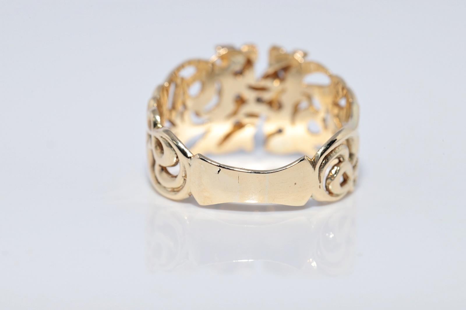 Vintage CIRCA 1970er 14k Gold Natürlicher Diamant N Buchstabe geschrieben Ring im Angebot 2