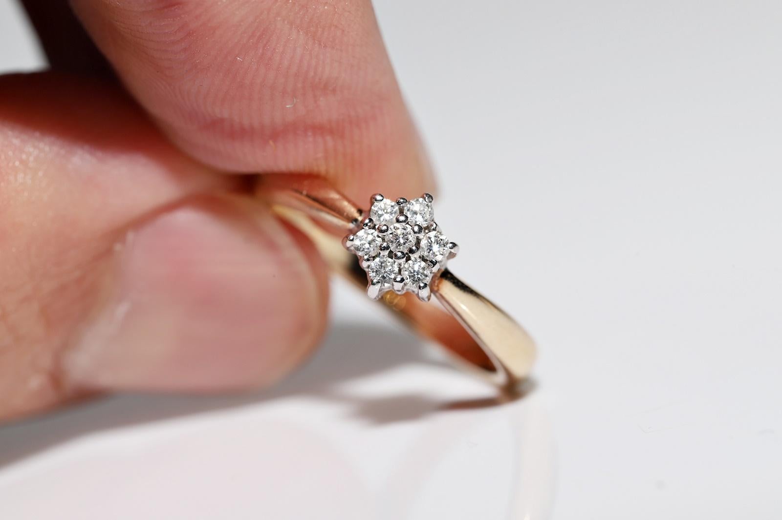 Vintage Circa 1970er Jahre 14k Gold natürlicher Diamantring im Angebot 6