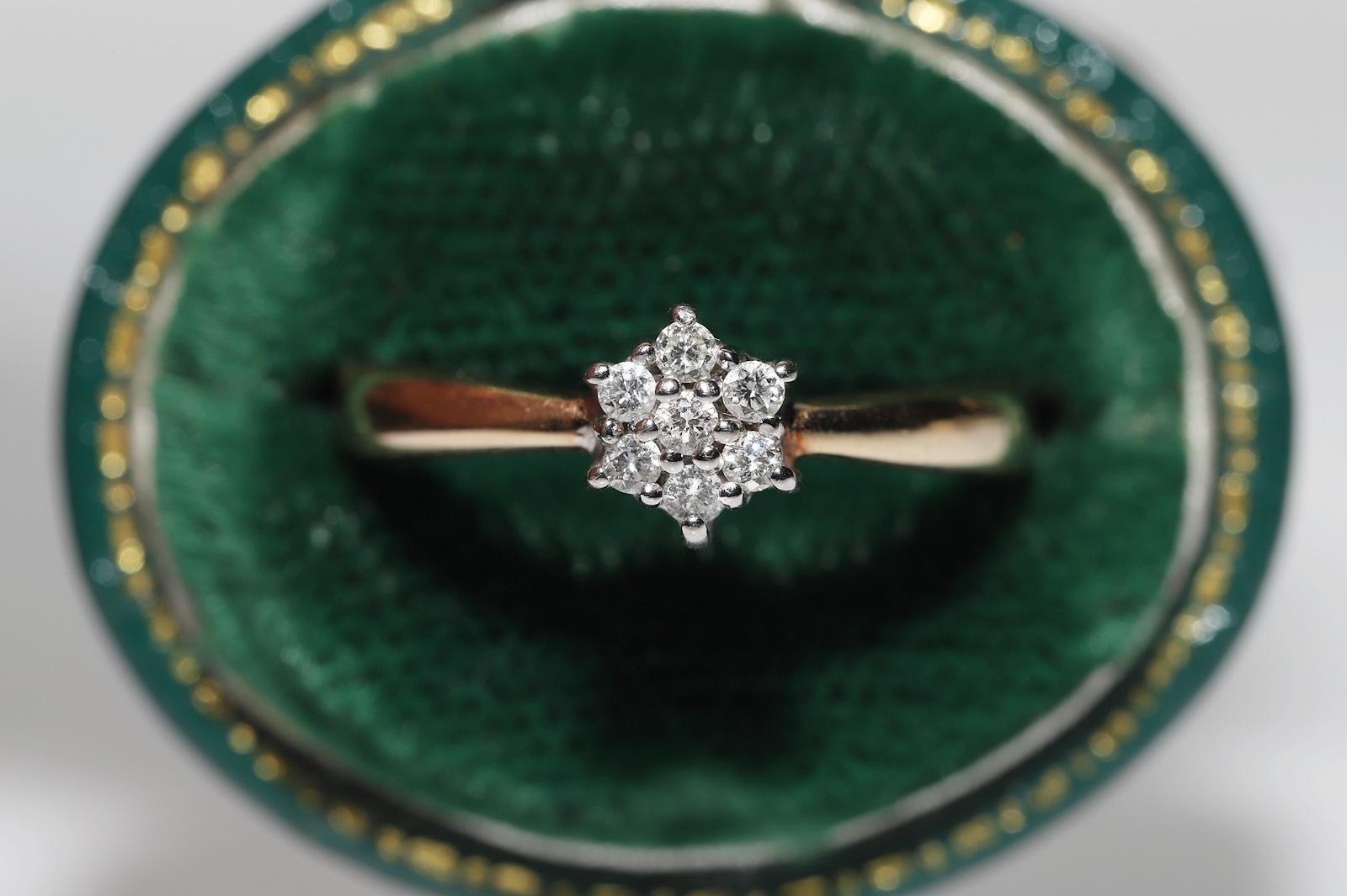 Retro Vintage Circa 1970s 14k Gold Natural Diamond Ring For Sale