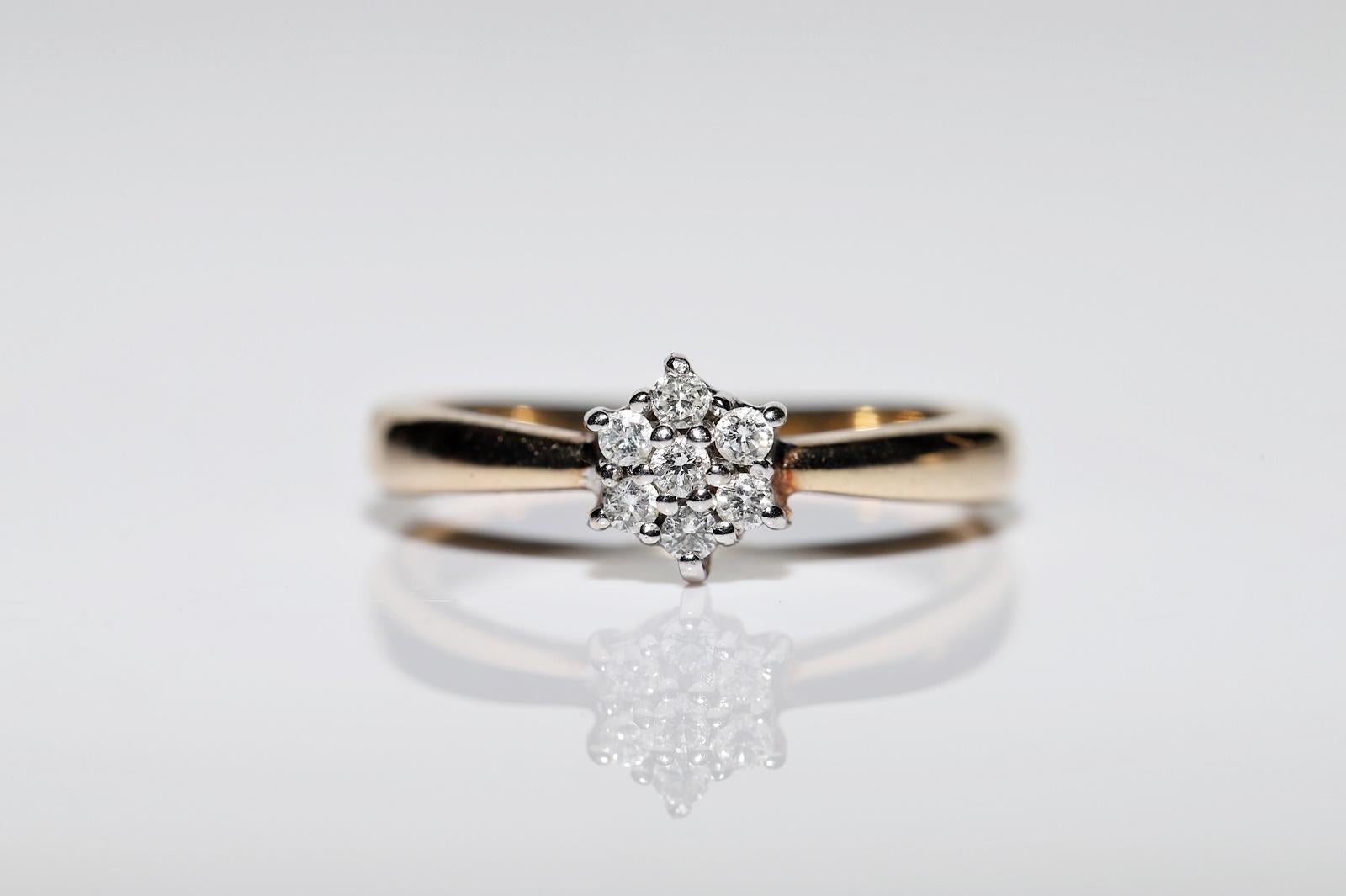 Vintage Circa 1970er Jahre 14k Gold natürlicher Diamantring (Brillantschliff) im Angebot