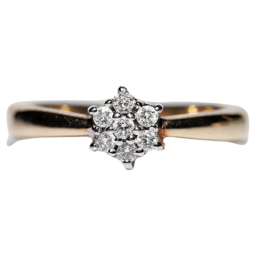 Vintage Circa 1970er Jahre 14k Gold natürlicher Diamantring