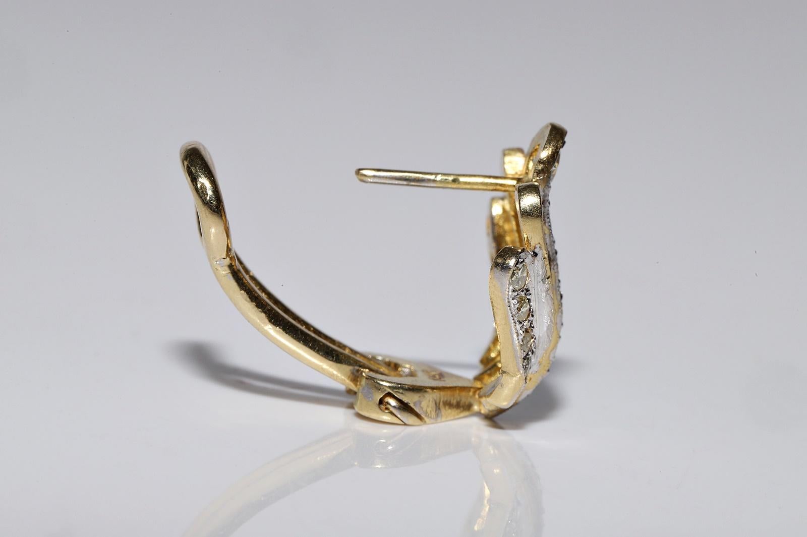 Ohrring aus 14 Karat Gold mit natürlichen Diamanten im Muschelstil, Vintage, ca. 1970er Jahre Damen im Angebot