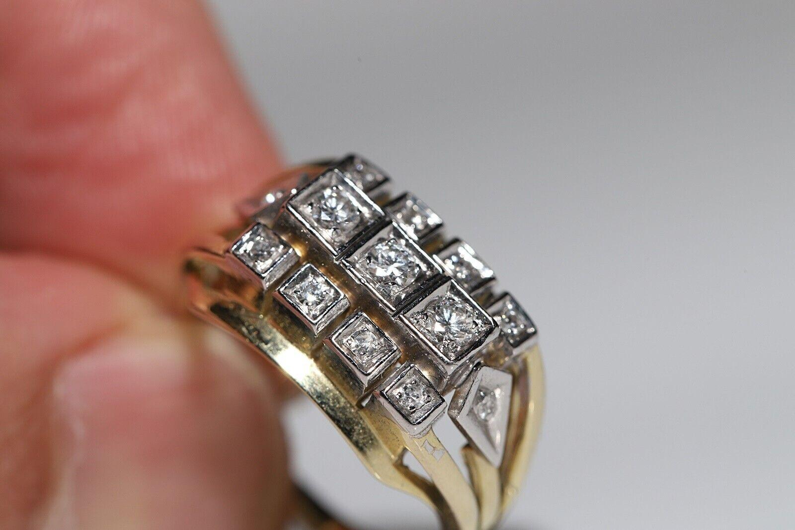 Anello con serbatoio in oro 14k con diamanti naturali, vintage, circa anni '70 in vendita 4