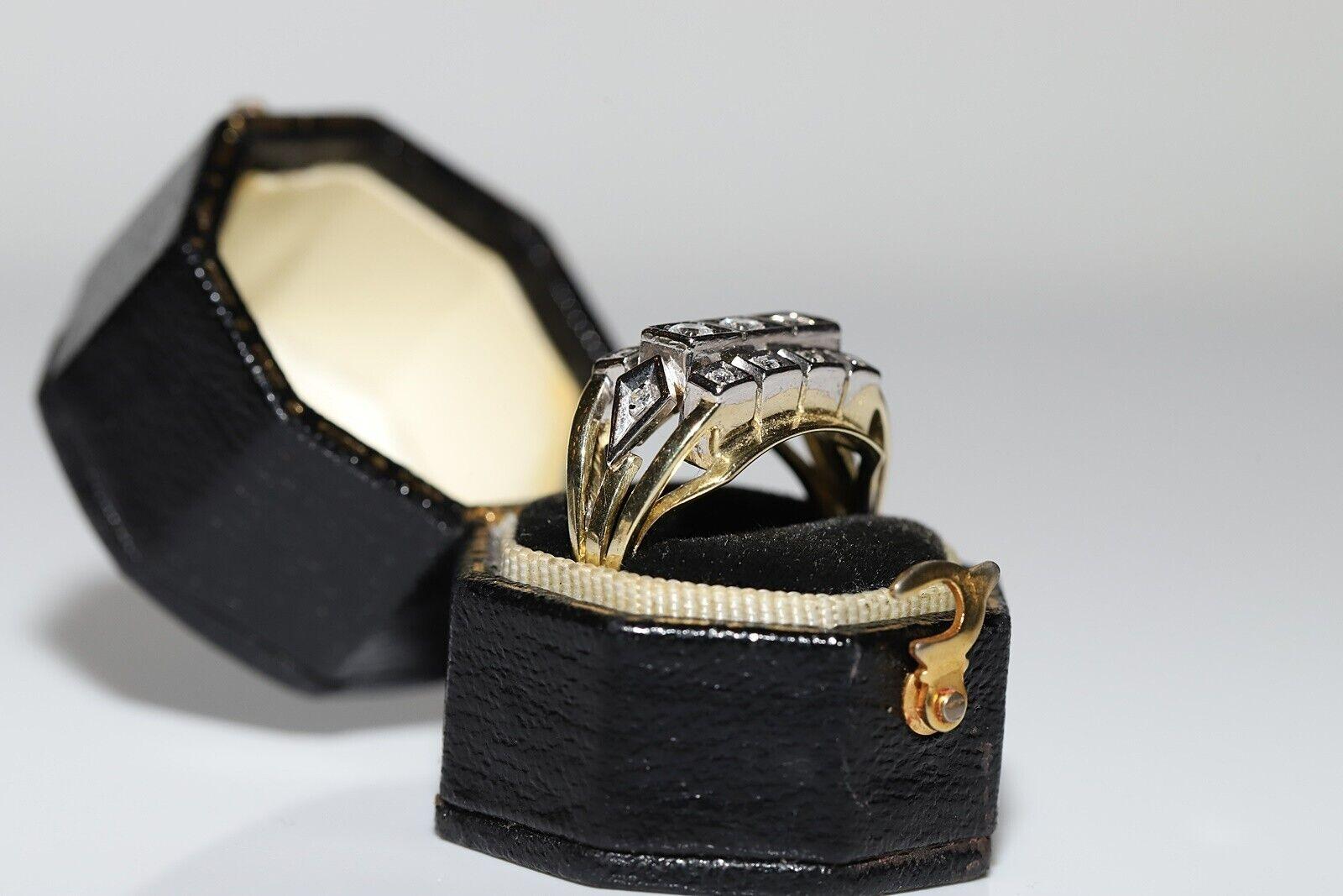 Rétro Anello con serbatoio in oro 14k con diamanti naturali, vintage, circa anni '70 in vendita