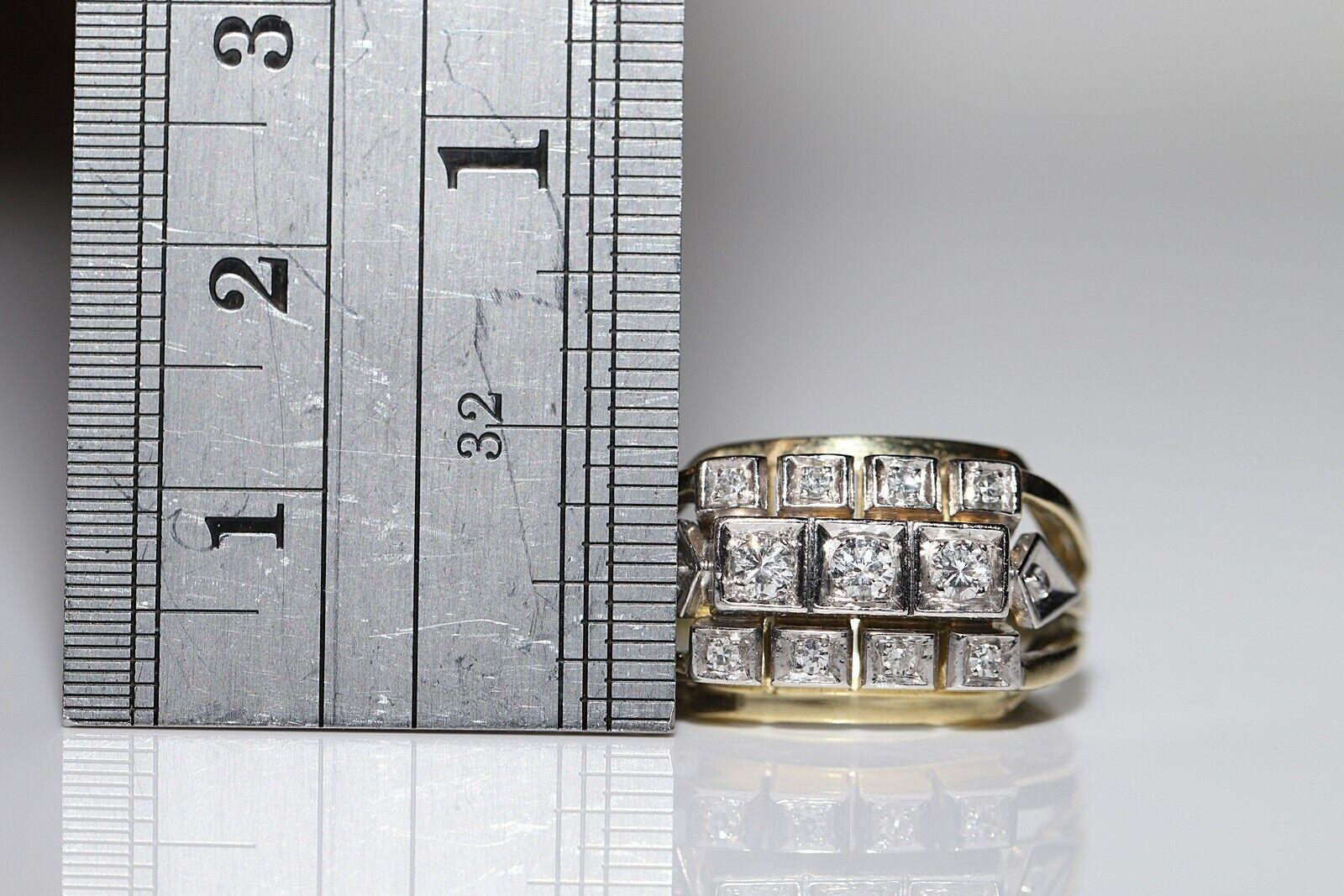 Anello con serbatoio in oro 14k con diamanti naturali, vintage, circa anni '70 In condizioni buone in vendita a Fatih/İstanbul, 34