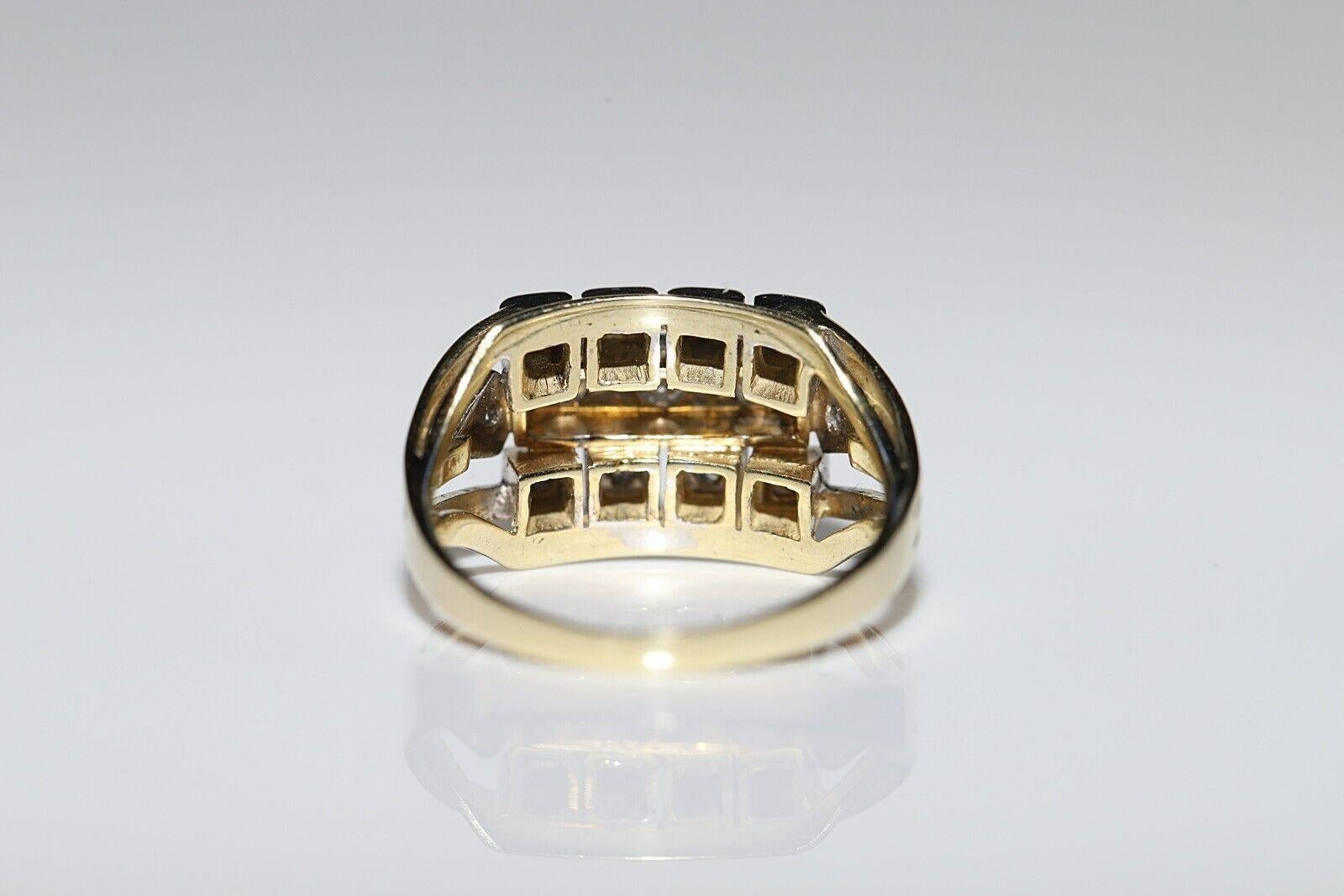 Anello con serbatoio in oro 14k con diamanti naturali, vintage, circa anni '70 in vendita 1