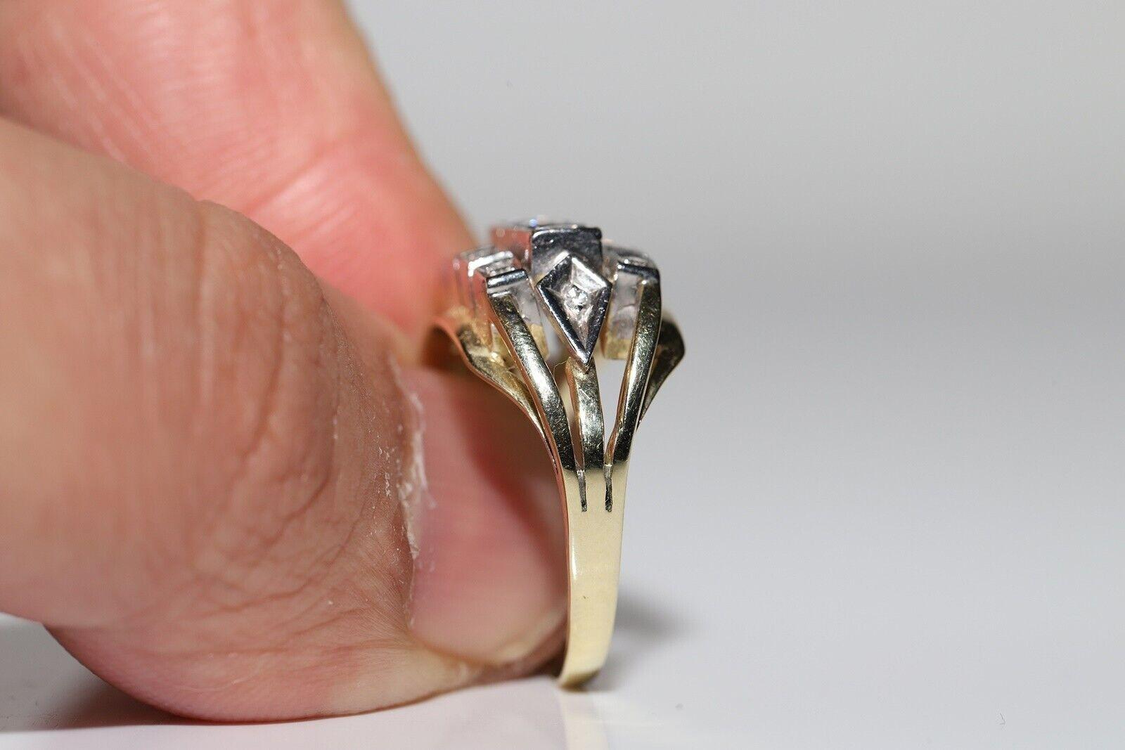 Anello con serbatoio in oro 14k con diamanti naturali, vintage, circa anni '70 in vendita 2