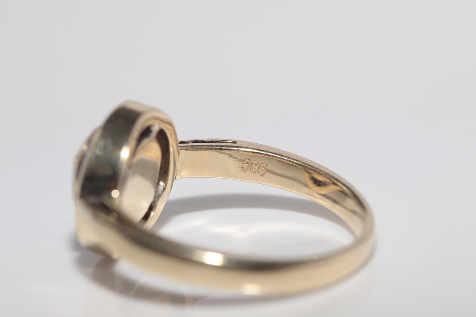 Anello solitario in oro 14k con diamante naturale taglio rosa e rubino, vintage, anni '70 circa. in vendita 3