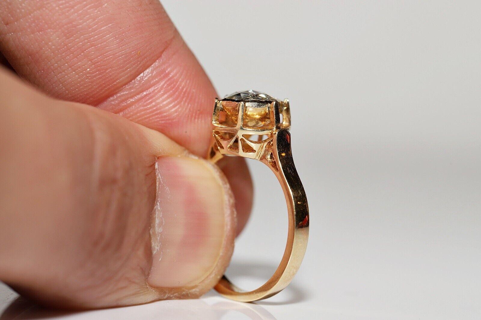Vintage Solitär-Ring, Vintage, ca. 1970er Jahre, 14k Gold, natürlicher Diamant im Rosenschliff (Retro) im Angebot