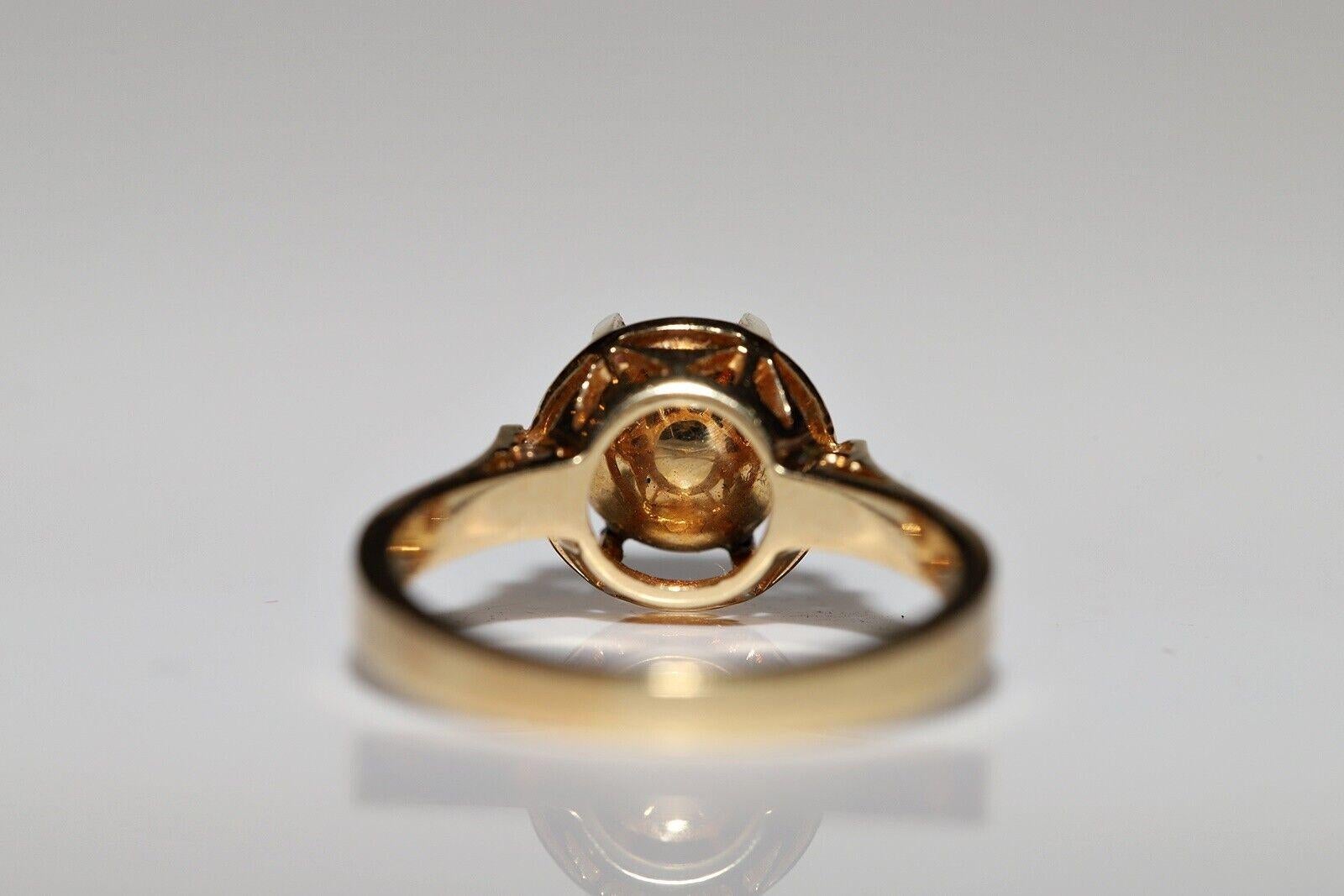 Vintage Circa 1970s 14k Gold Natural Rose Cut Diamond Solitaire Ring In Good Condition For Sale In Fatih/İstanbul, 34