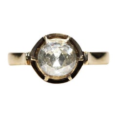 Vintage Solitär-Ring, Vintage, ca. 1970er Jahre, 14k Gold, natürlicher Diamant im Rosenschliff