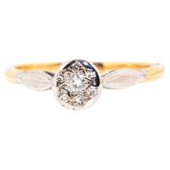 Vintage circa 1970s 18 Carat Yellow 
White Gold Diamond Cluster Engagement Ring