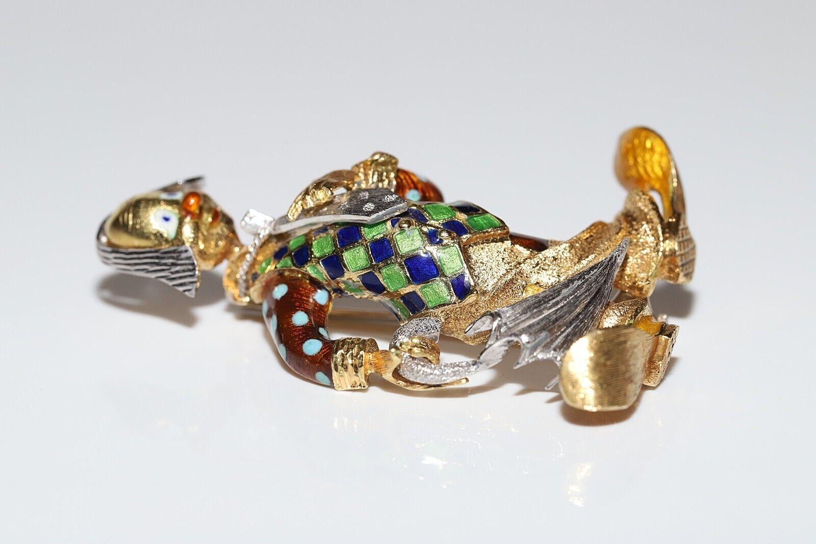 Vintage Circa 1970s  18k Gold Clown Enamel Amazing Brooch For Sale 7