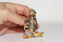 Vintage Circa 1970s  18k Gold Clown Enamel Amazing Brooch