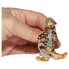 Circa 1970er Jahre  18 Karat Gold Clown Emaille Außergewöhnliche Brosche