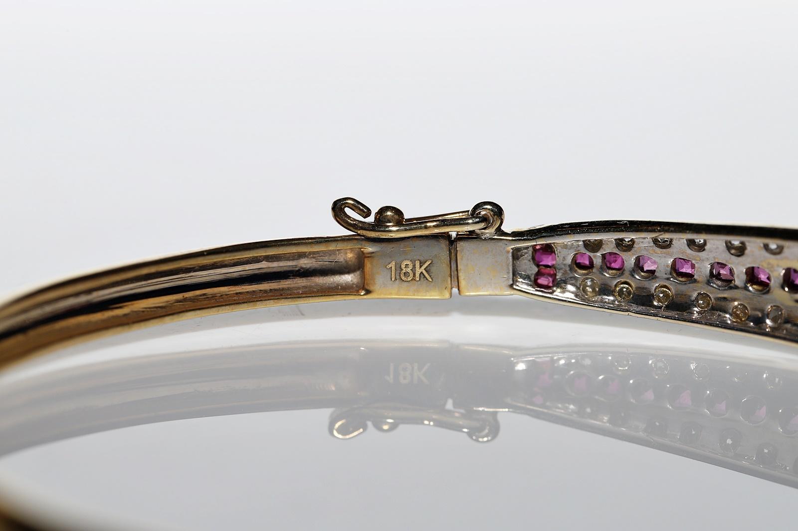 Armband aus 18 Karat Gold mit natürlichem Diamanten und Rubin im Kaliber, ca. 1970er Jahre im Angebot 4