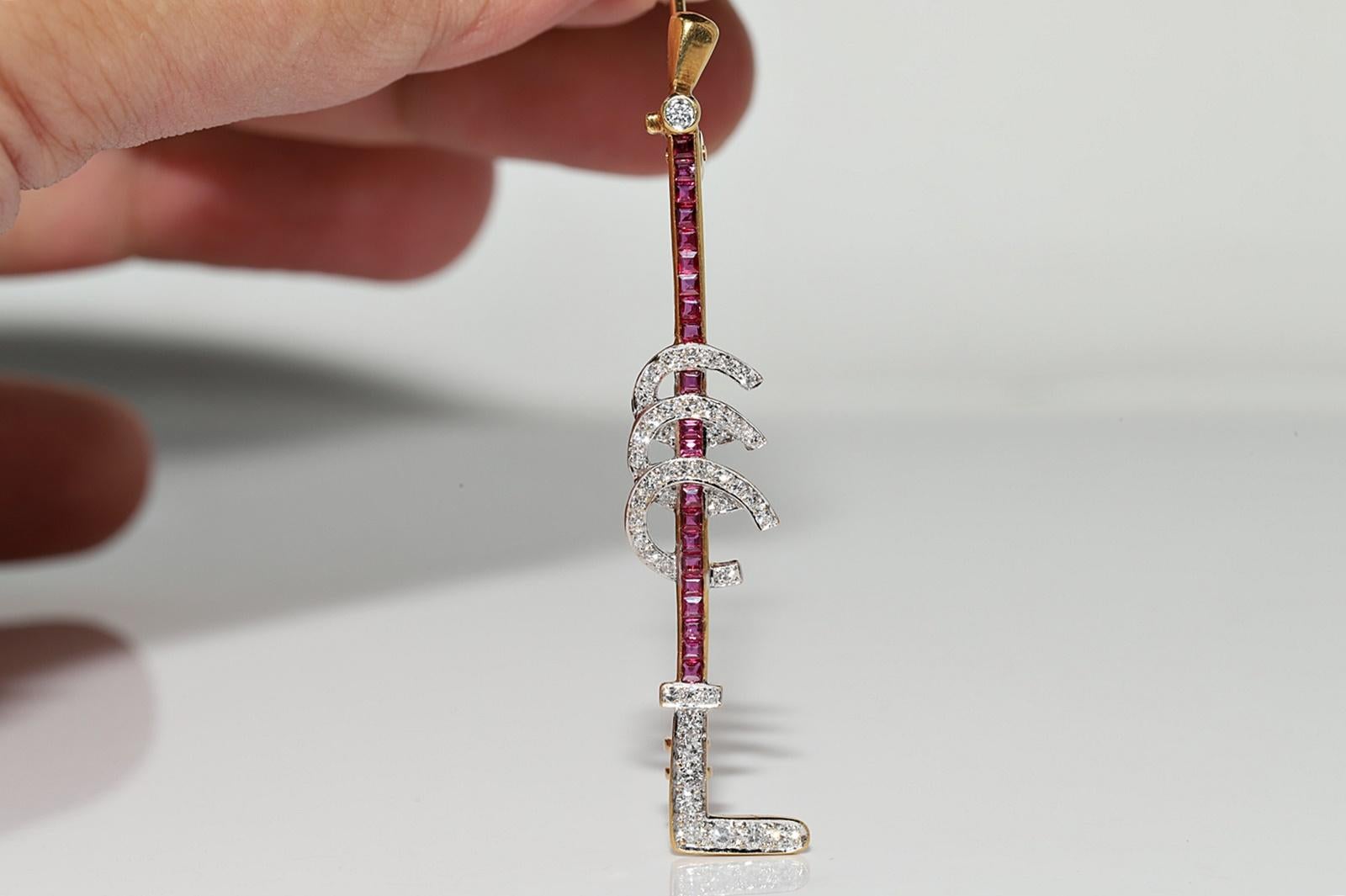In very good condition.
Total weight is 4.2 grams.
Totally is diamond 0.60 ct.
The diamond is has G-H-I color and vvs-vs clarity.
Totally is ruby 0.60 ct.
Please contact for any questions.