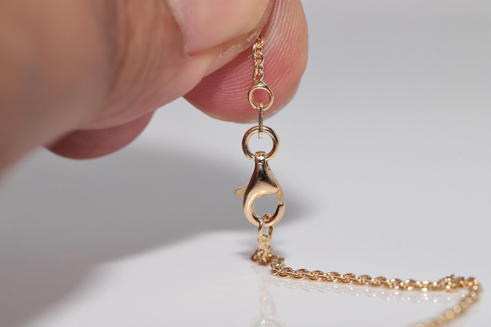 Collana in oro 18k con diamanti naturali e smeraldi ovali, vintage, circa anni '70 in vendita 6
