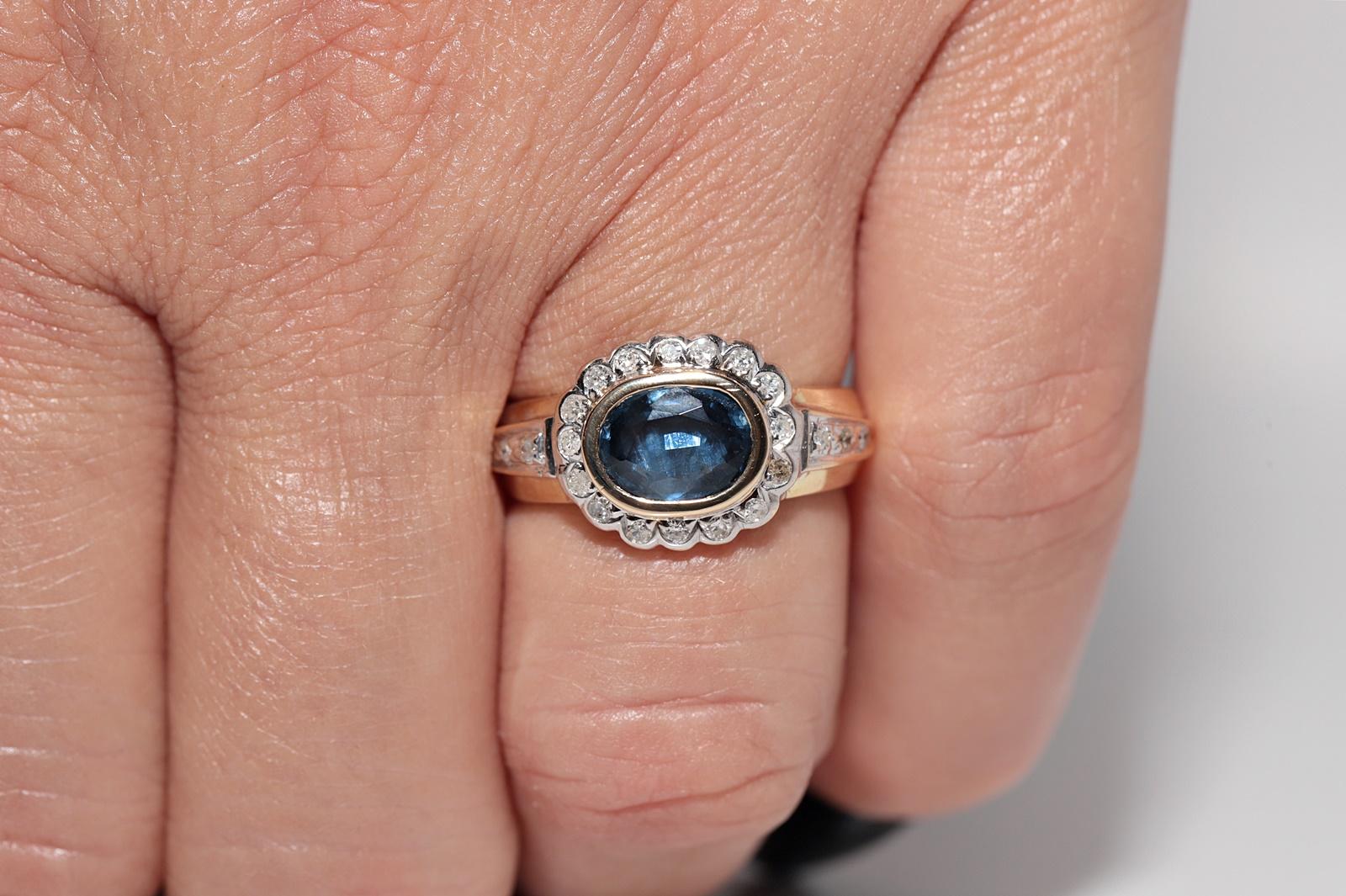Vintage CIRCA 1970s 18k Gold Natürlicher Diamant und Saphir im Ovalschliff Ring im Angebot 10
