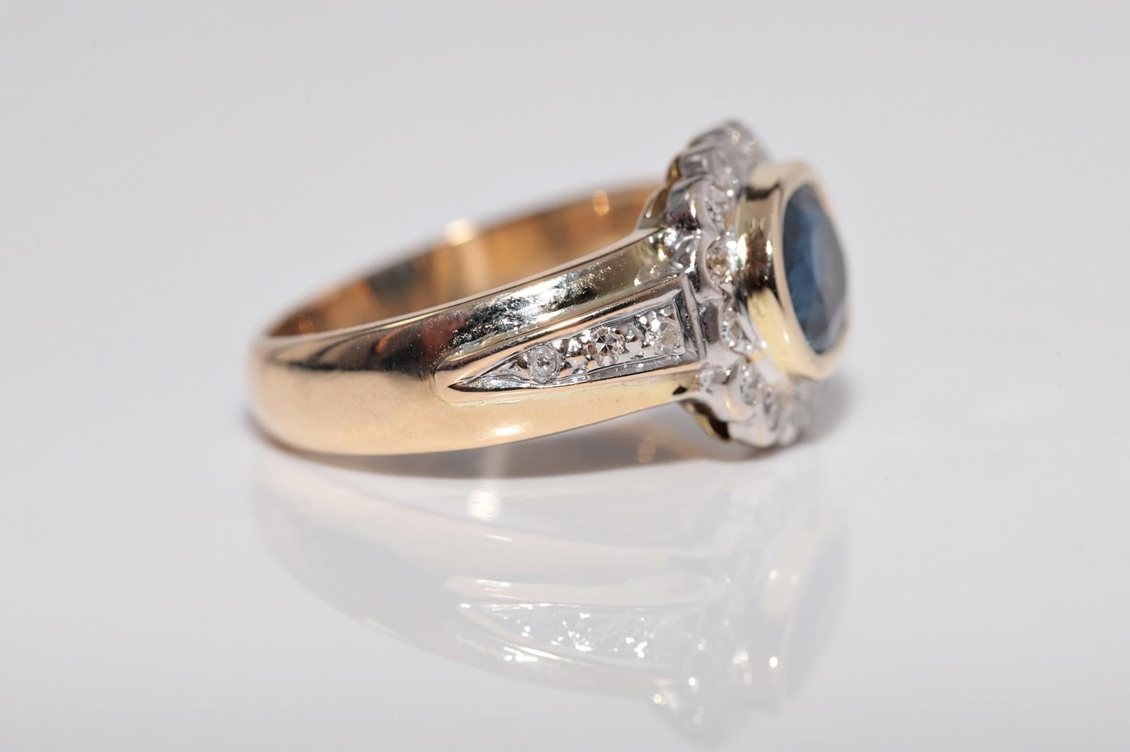 Vintage CIRCA 1970s 18k Gold Natürlicher Diamant und Saphir im Ovalschliff Ring im Zustand „Gut“ im Angebot in Fatih/İstanbul, 34