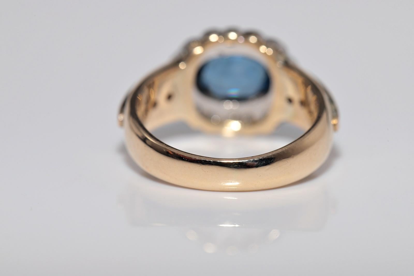 Vintage CIRCA 1970s 18k Gold Natürlicher Diamant und Saphir im Ovalschliff Ring im Angebot 1